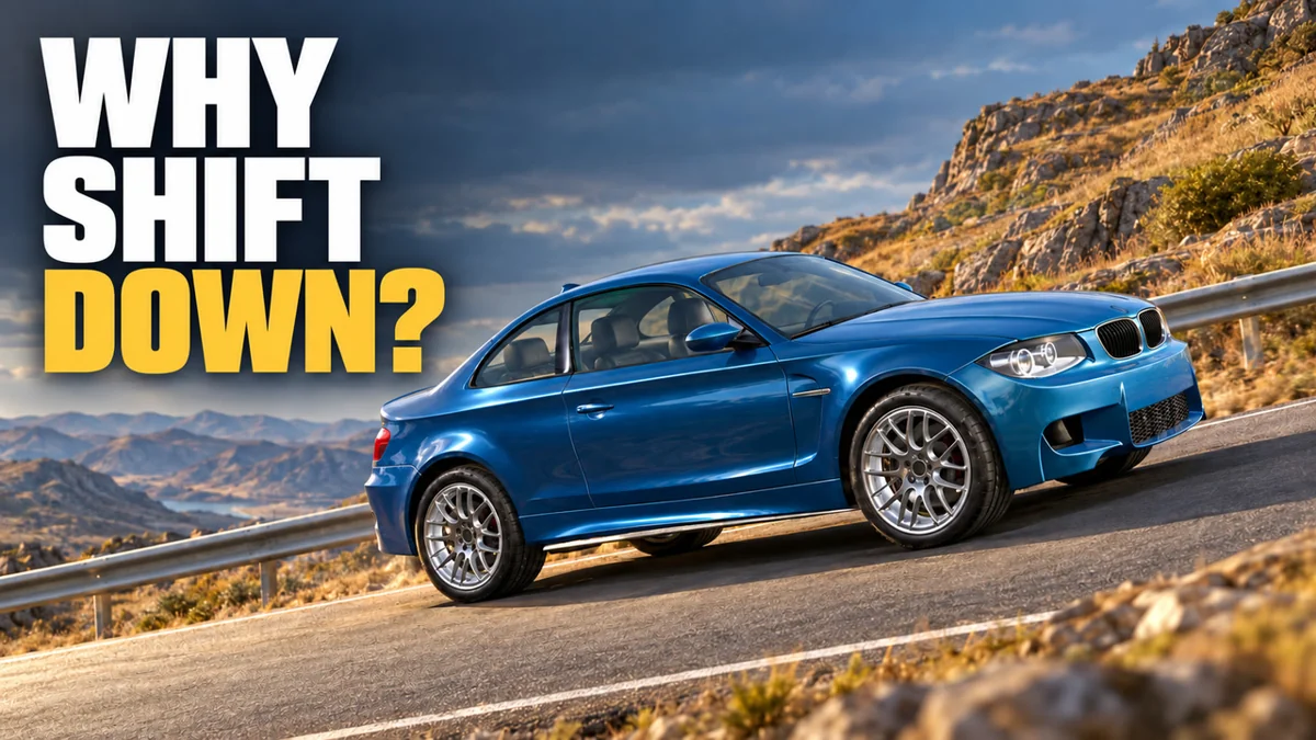 Howloft car-gears artwork showing a car on a hill and the words Why shift down