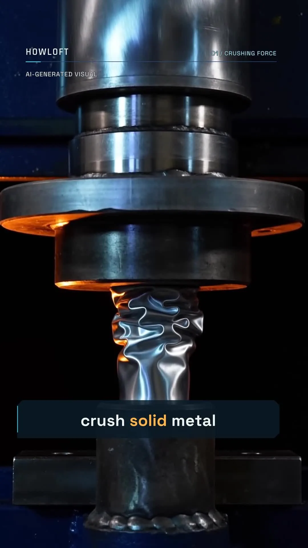 Illustration of a hydraulic press compressing a metal column